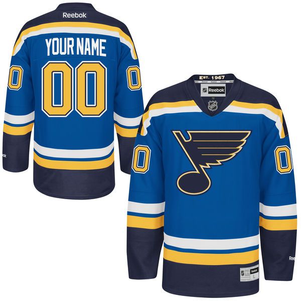 Mens St. Louis Blues Reebok Blue Premier Home Custom NHL Jersey->->Custom Jersey